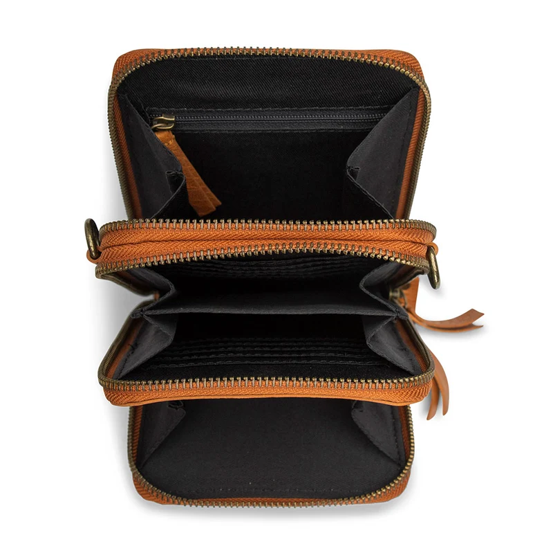 MUUD Dafne – Whiskey Handgefertigte Leder-Umhängetasche 19 x 12 cm