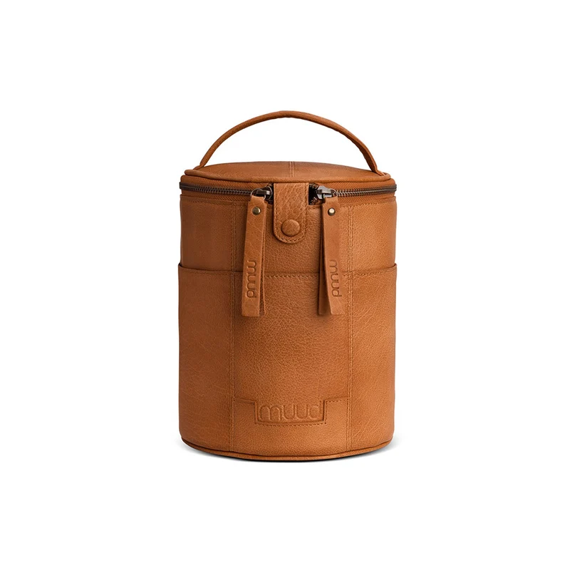 MUUD Saturn Whisky – Handgefertigte Ledertasche für Handarbeitsprojekte, 20 × Ø 16 cm