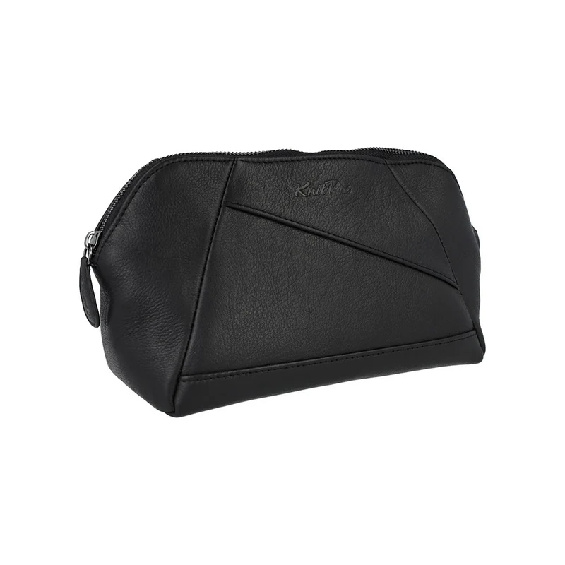 KnitPro Eden Projekt-Tasche aus Leder, Schwarz, 15 x 29 x 11,5 cm