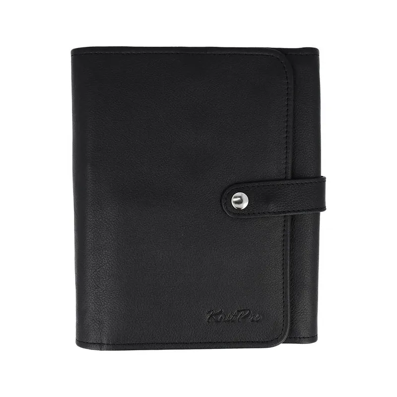 KnitPro Velora Rundstricknadeletui, leer, Leder, Schwarz, 22 x 18,5 x 3 cm