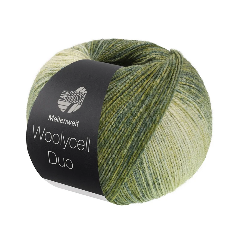 Lana Grossa Woolycell Duo 6008 Oliv-/Graugrün/Graubeige