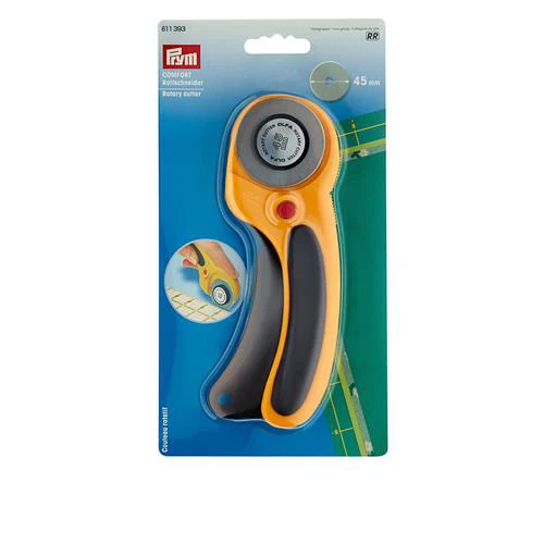 Prym Rollmesser Comfort 45 mm – Ergonomisches Rollmesser mit Sicherheitsschieber