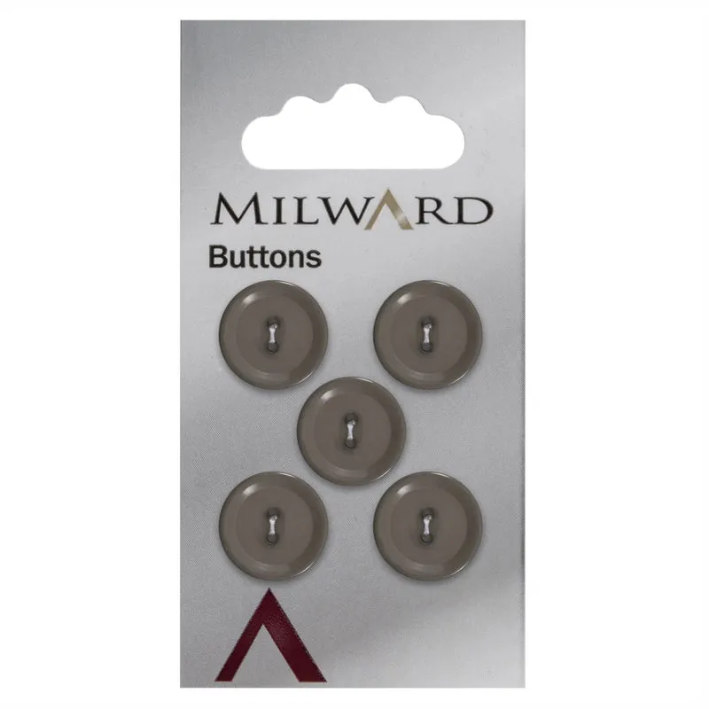 Milward-Knopf, glänzend, Grau, 15 mm (5 Stück)
