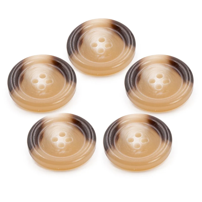 PPY-Knöpfe mit Glanzhorn-Effekt, 5er-Set, 1170 Suède, 15 mm, 4-Loch-Knöpfe