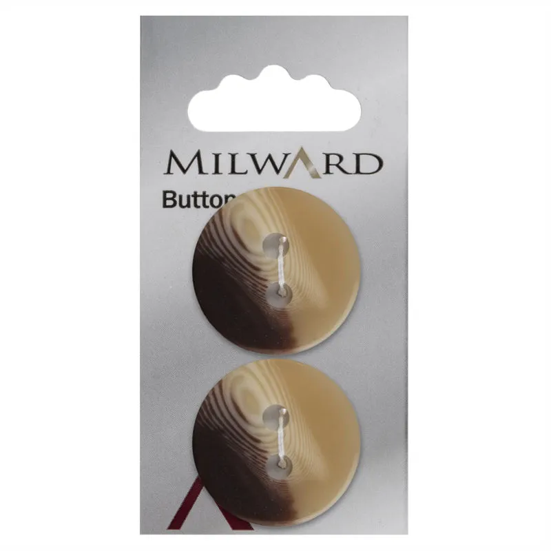 Milward-Knopf, mattbraun/beige, 27 mm (2 Stück)