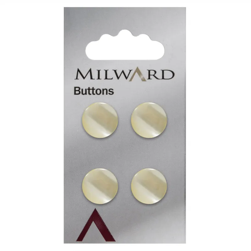 Milward Runde Knöpfe, zartgelb, glänzend, 13 mm (4 Stück)