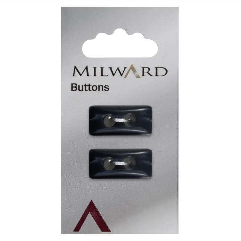 Milward Rechteckiger Knopf, Blau, 15 mm (2 Stück)