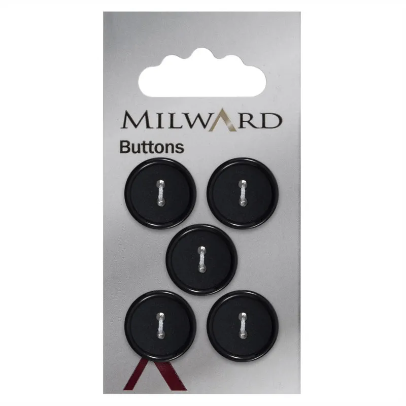 Milward-Knopf, mattschwarz, 16 mm (5 Stück)