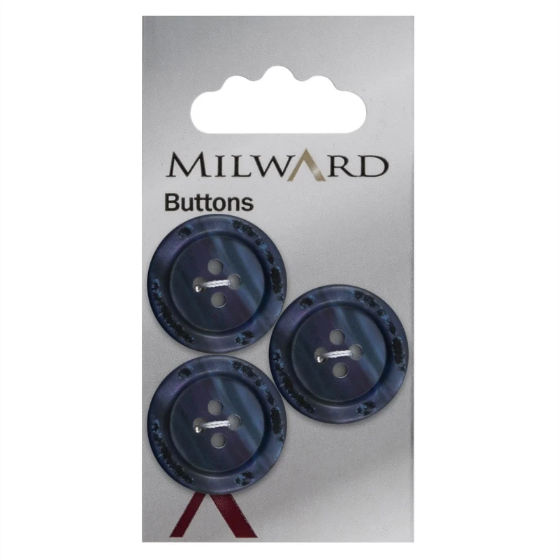 Milward Glanzknopf Blau/Lila 22 mm (3 Stück)