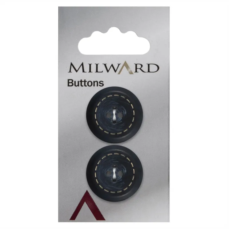 Milward-Knopf mit Verzierung, Blau, 22 mm (2 Stück)