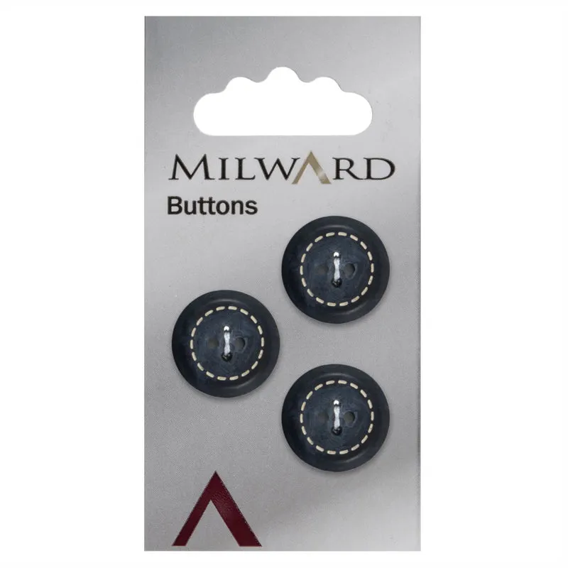 Milward-Knopf mit Verzierung, Blau, 17 mm (3 Stück)