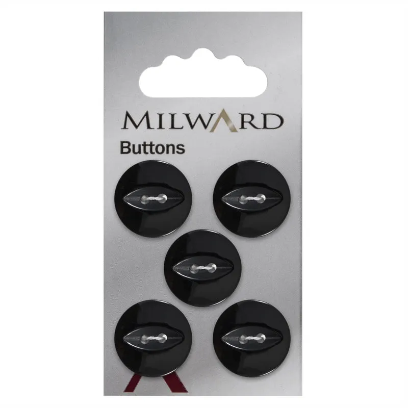 Milward Glanzknopf Schwarz 19 mm (5 Stück)