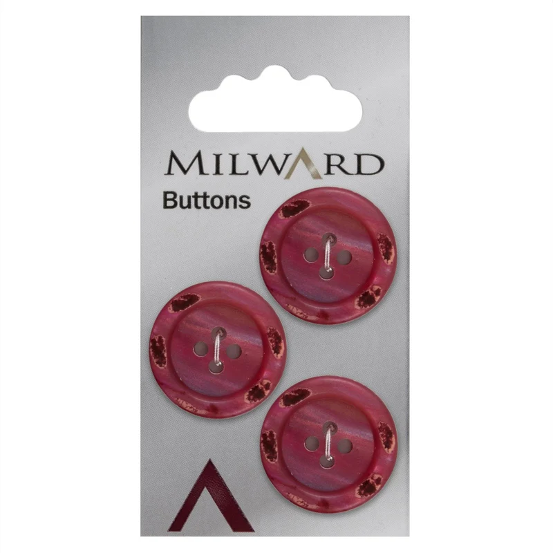 Milward-Knopf mit Rand, rot, 22 mm (3 Stück)