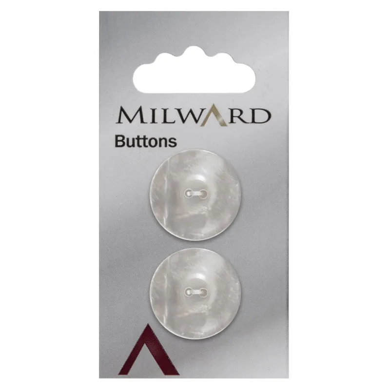 Milward-Knopf, glänzend weiß, 22 mm (2 Stück)