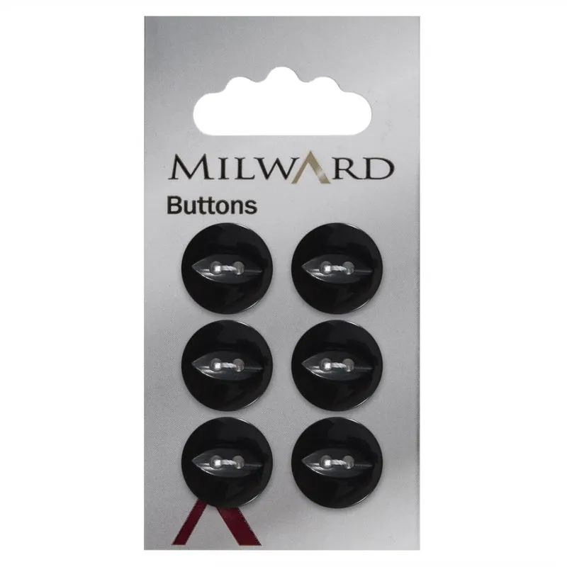 Milward Glanzknopf Schwarz 16 mm (6 Stück)