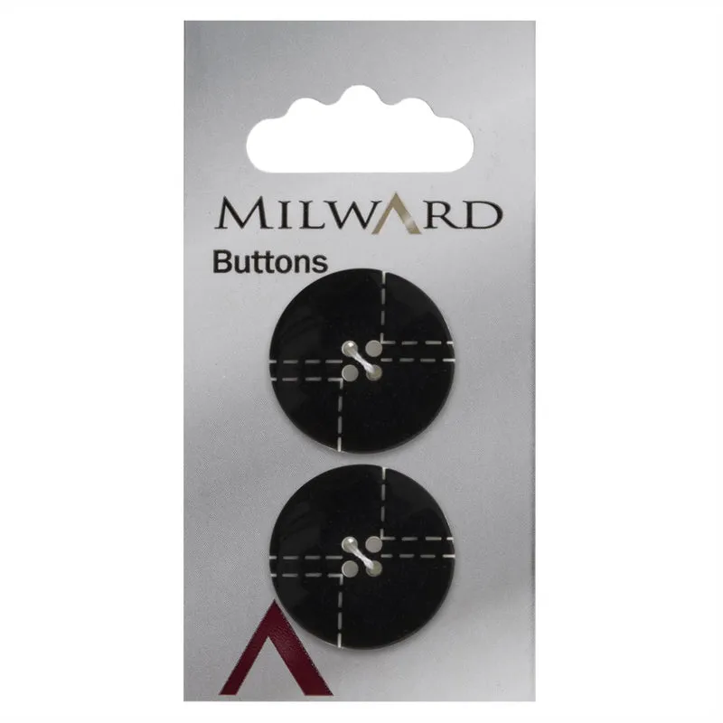 Milward-Knopf mit Verzierung, Schwarz, 25 mm (2 Stück)