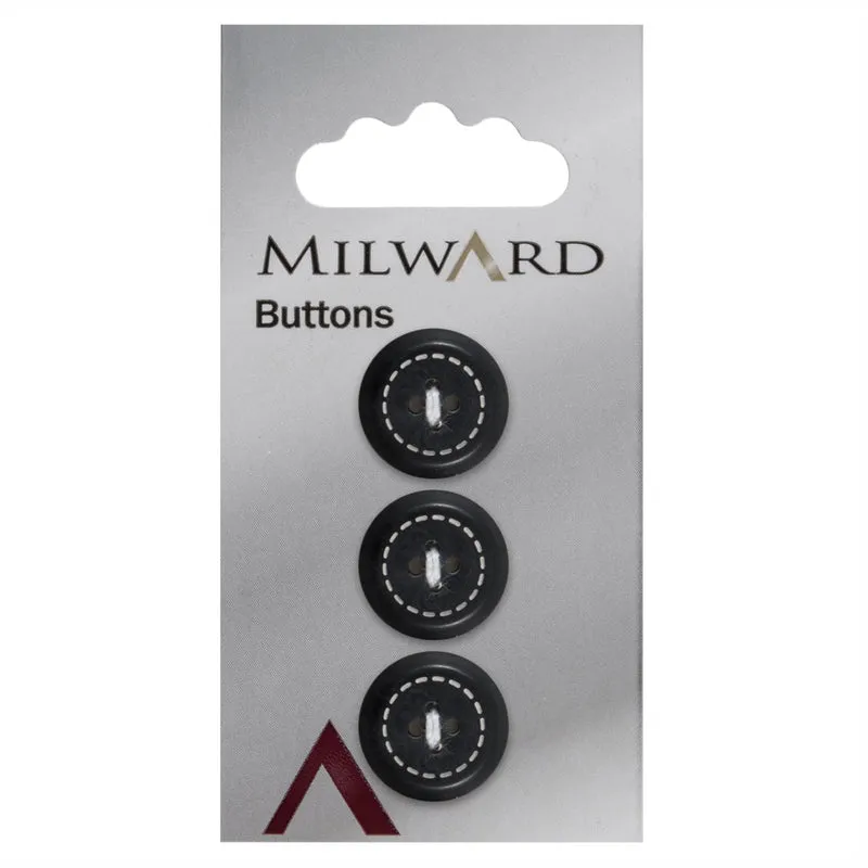 Milward-Knopf mit Verzierung, Schwarz, 17 mm (3 Stück)