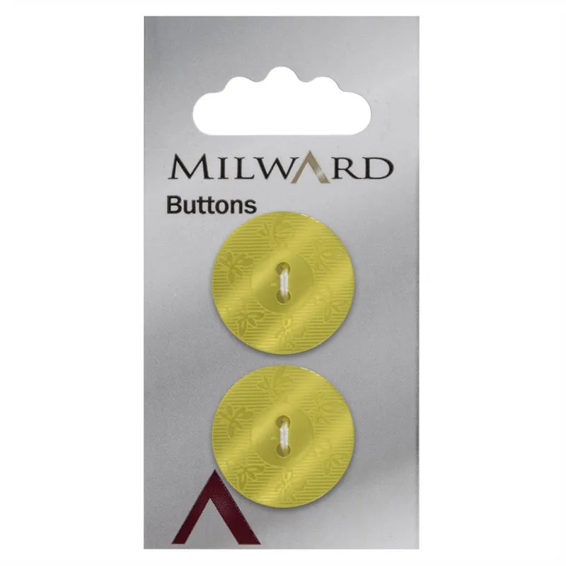Milward-Knopf mit Verzierung, gelb/grün, 22 mm (2 Stück)