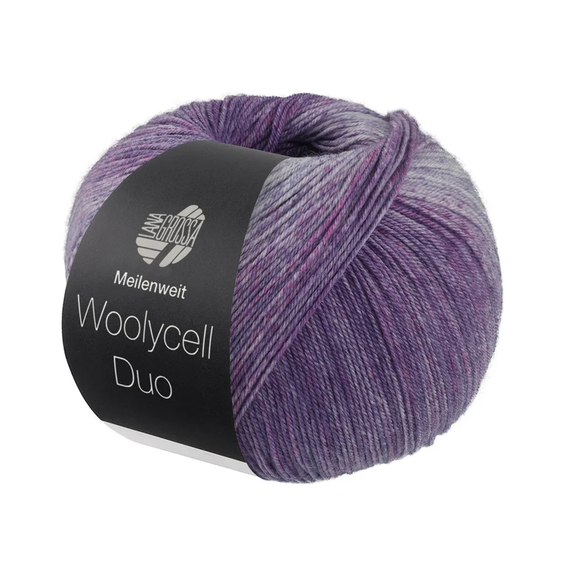 Lana Grossa Woolycell Duo 6004 Rot/Grauviolett/Jeans