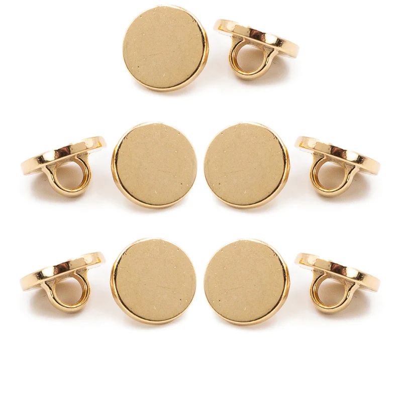 PPY Knopfset, flach mit Öse, 10 mm, goldfarben, 5 Stück