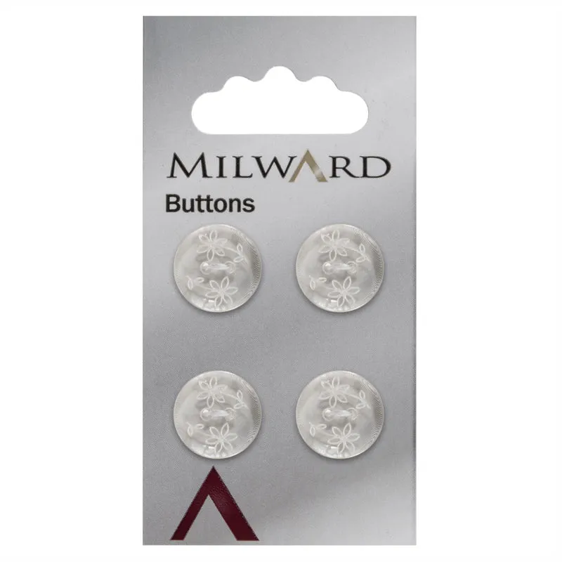 Milward-Knopf, transparent mit Blumenmuster, 15 mm (4 Stück)