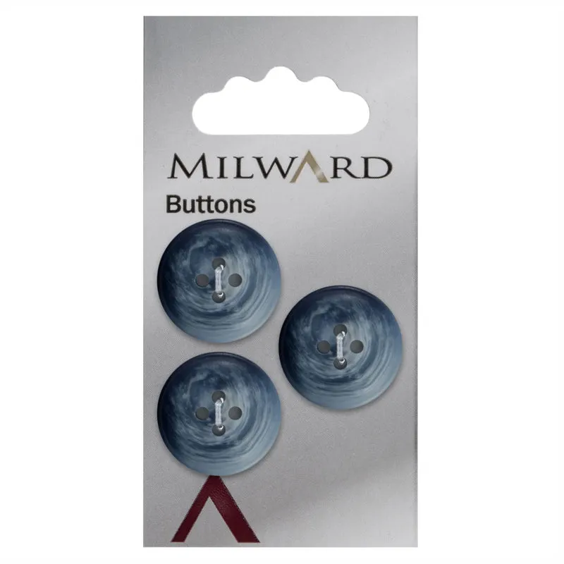 Milward-Knopf, marmoriert, Blau/Weiß, 20 mm (3 Stück)