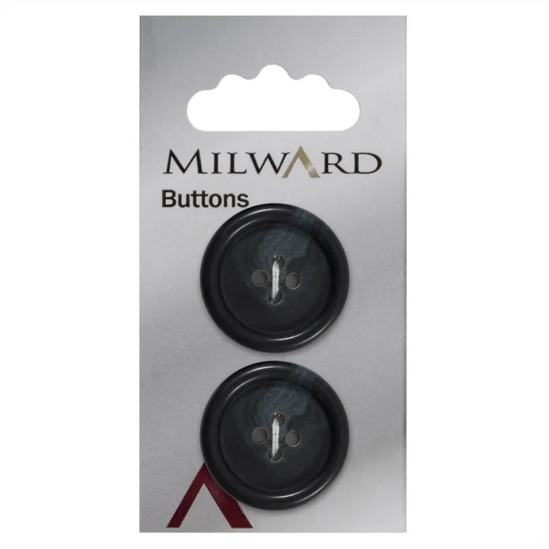Milward-Knopf Schwarz/Blau 25 mm (2 Stück)