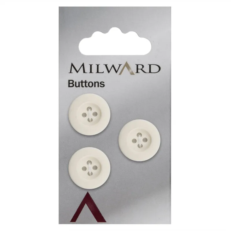 Milward Knopf, mattweiß, 17 mm (3 Stück)