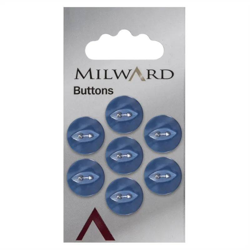 Milward Perlmutt-Knopf, rund mit Ellipse, Blau, 13 mm (8 Stück)