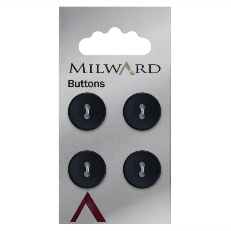 Milward Runde Knöpfe, matt Dunkelblau, 15 mm (4 Stück)