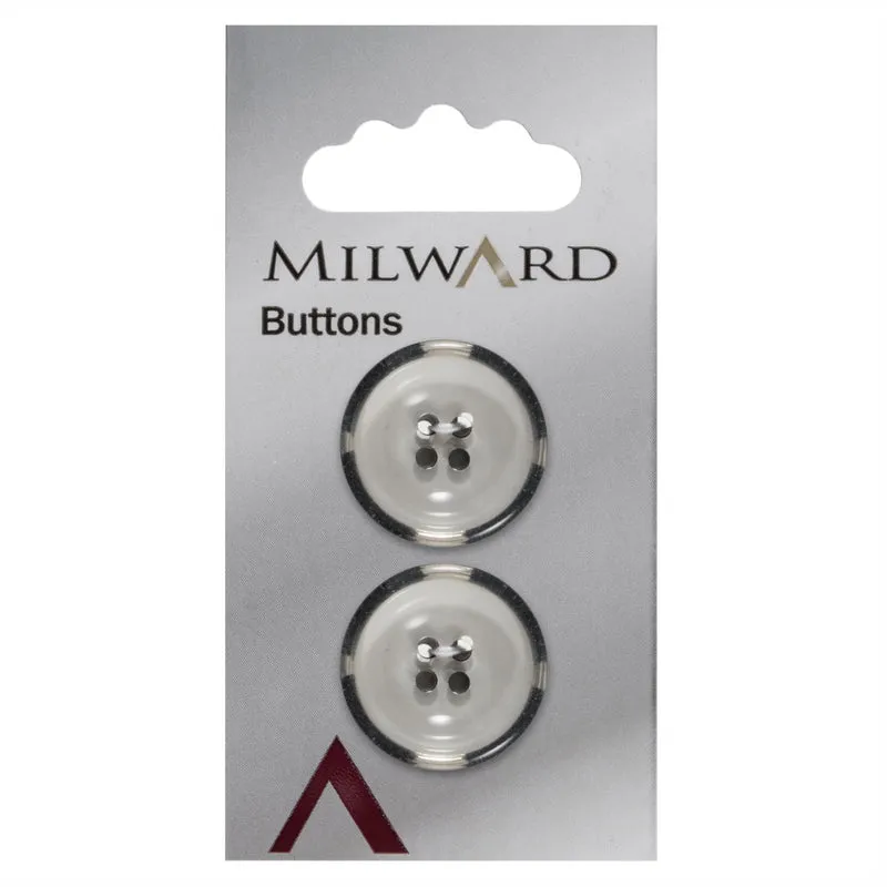 Milward-Knopf, durchscheinend mit schwarzem Rand, 22 mm (2 Stück)