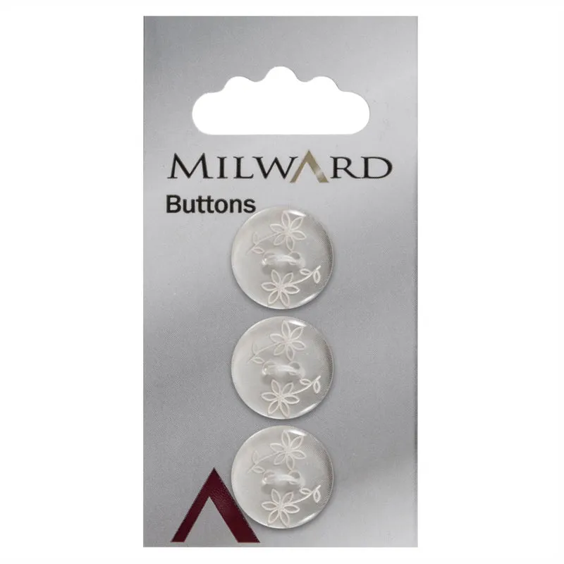 Milward-Knopf, transparent mit Blumenmuster, 17 mm (3 Stück)