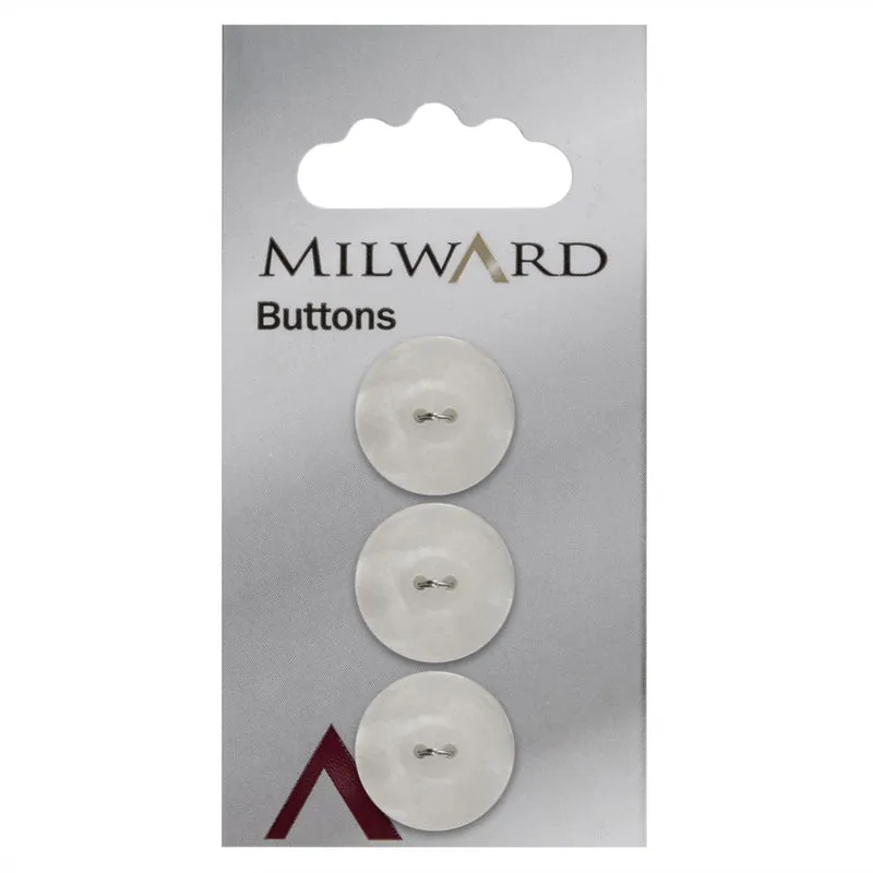 Milward-Knopf, glänzend weiß, 17 mm (3 Stück)