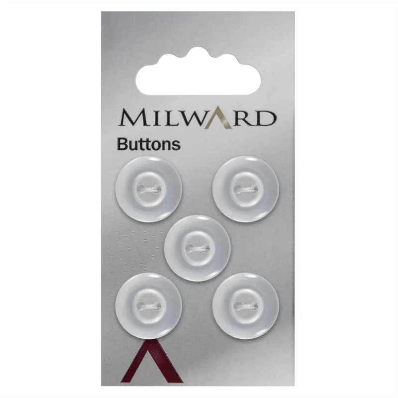 Milward Glanzknopf, weiß mit Rand, 16 mm (5 Stück)