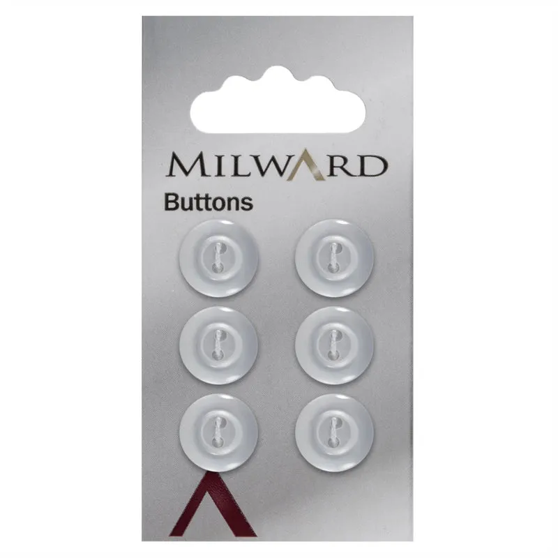 Milward Glanzknopf, weiß mit Rand, 13 mm (6 Stück)