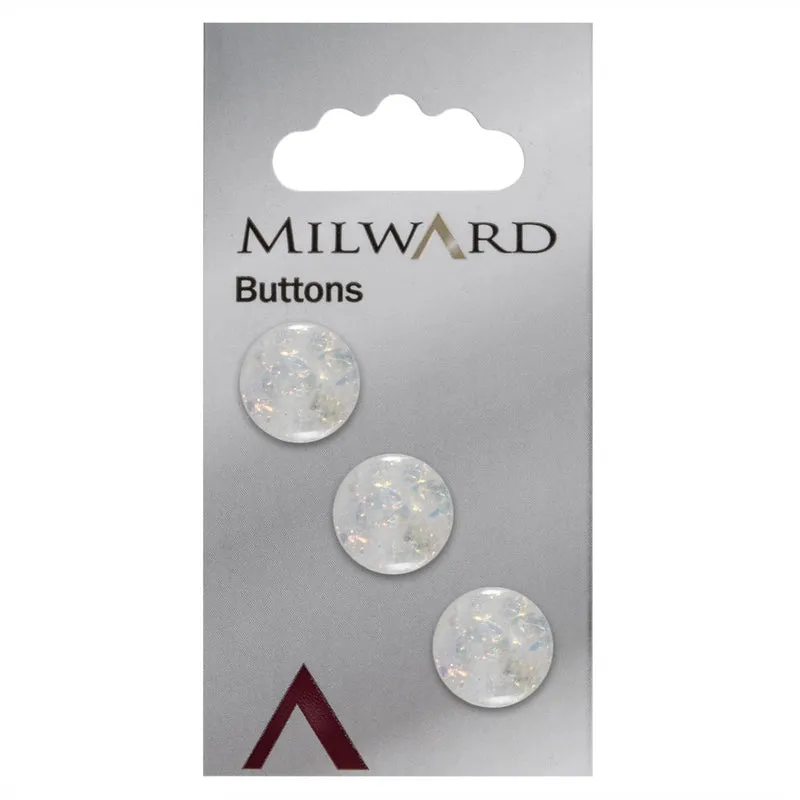 Milward Knopf mit Glitzereffekt, Weiß, 15 mm (3 Stück)