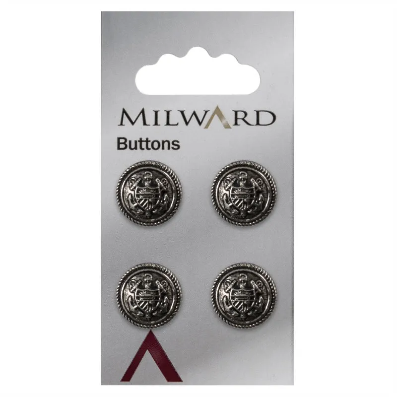 Milward Knöpfe, Silber, 15 mm (4 Stück)