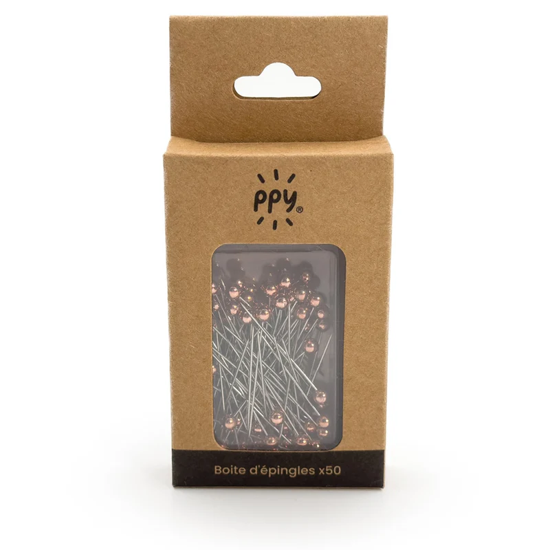 PPY-Stecknadeln mit Kopf, roségoldfarben, 50 Stück
