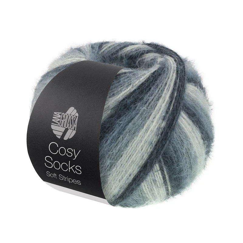 Lana Grossa Cosy Socks Soft Stripes 104 Anthrazit/Dunkel-/Maus-/Hellgrau