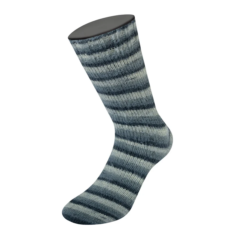 Lana Grossa Cosy Socks Soft Stripes 104 Anthrazit/Dunkel-/Maus-/Hellgrau
