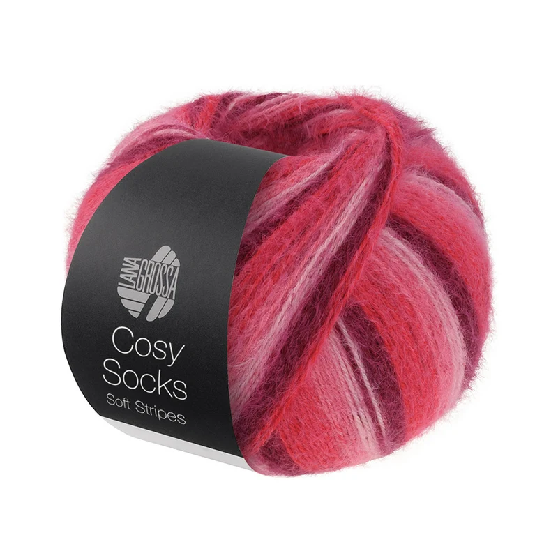 Lana Grossa Cosy Socks Soft Stripes 105 Burgund/Rosa/Himbeere/Pink