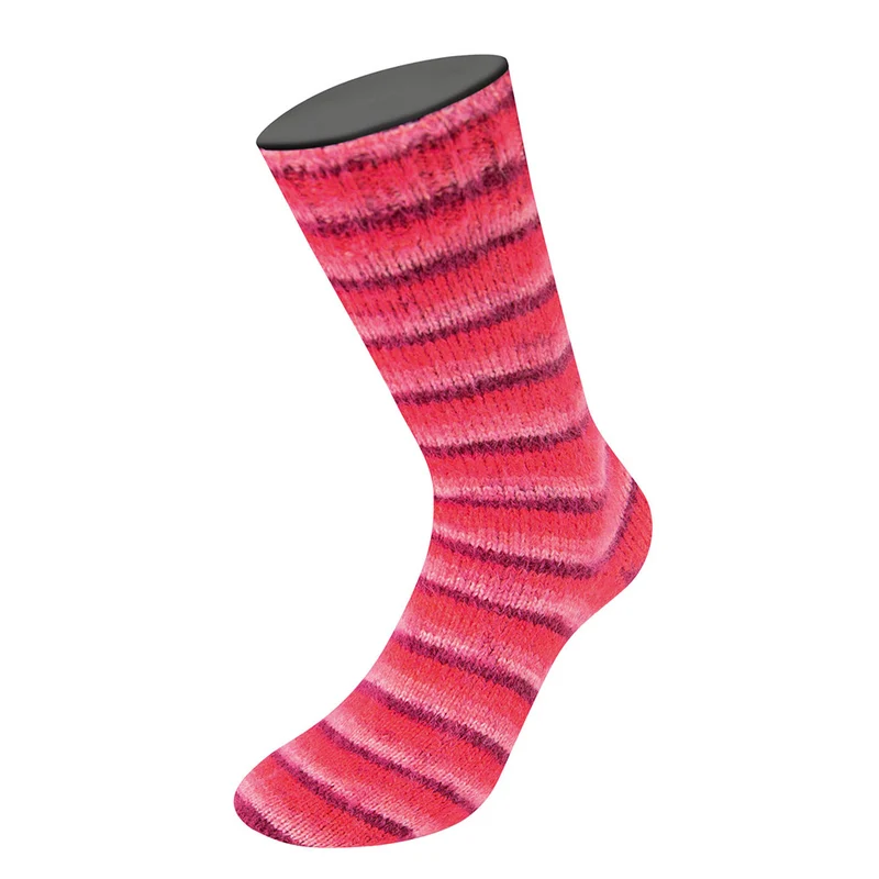 Lana Grossa Cosy Socks Soft Stripes 105 Burgund/Rosa/Himbeere/Pink