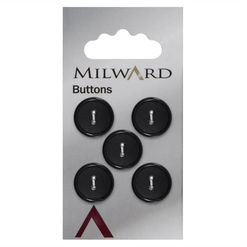Milward Runde, matte Knöpfe, Schwarz, 16 mm (5 Stück)