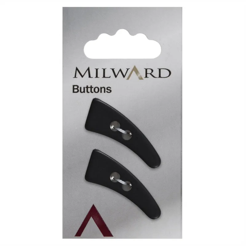 Milward Länglicher Knopf mit Bögen, Schwarz, 22 mm (2 Stück)