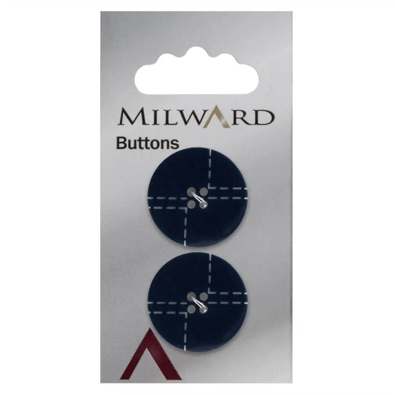 Milward-Knopf, Dunkelblau mit weißem Muster, 22 mm (2 Stück)