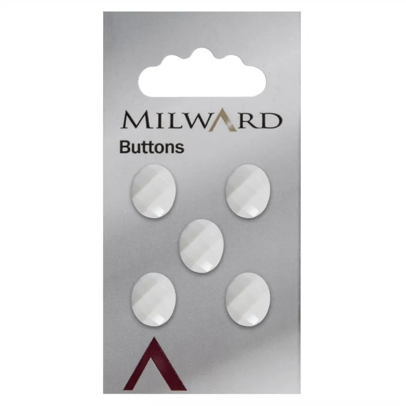 Milward ovale Knöpfe, weiß, 12 mm (5 Stück)