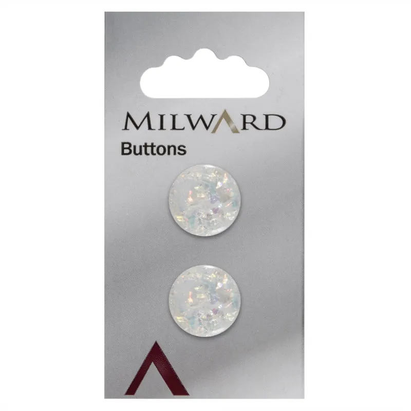 Milward Knopf mit Glitzereffekt, Weiß, 17 mm (2 Stück)