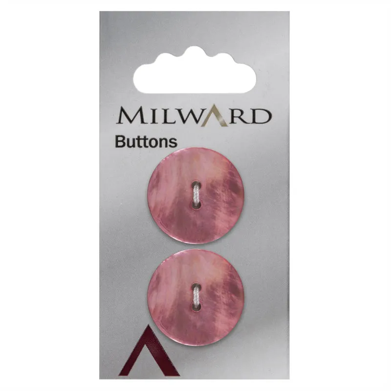 Milward Perlmutt-Knopf, Rosa, 22 mm (2 Stück)