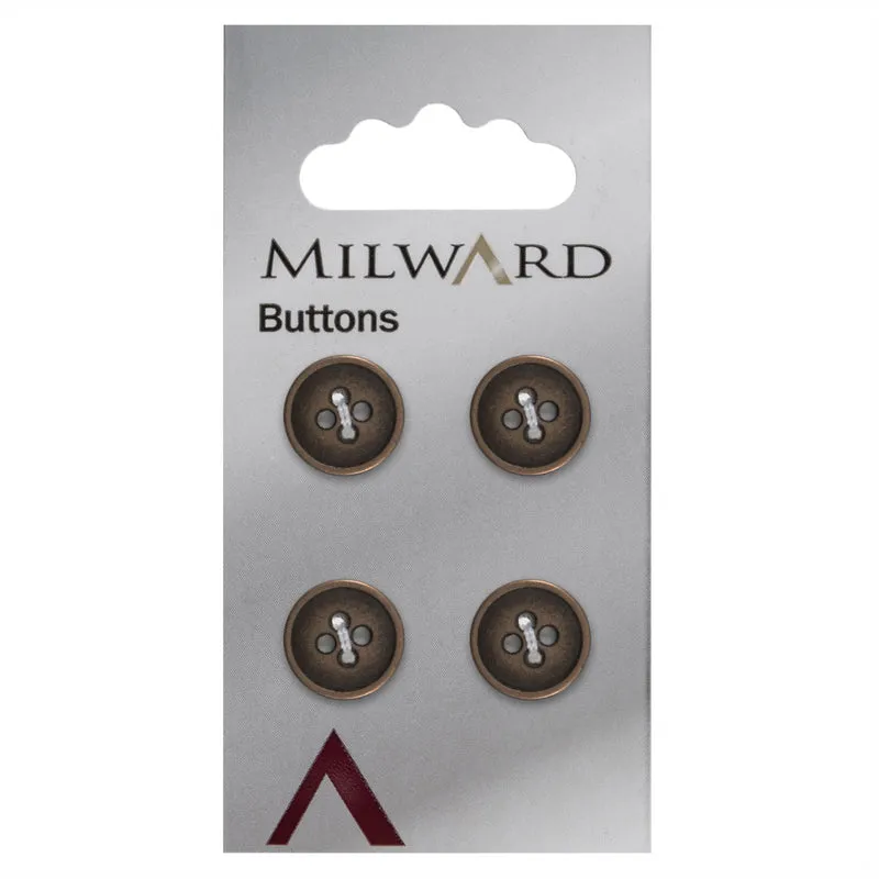 Milward Knopf, bronzefarben, 12 mm (4 Stück)