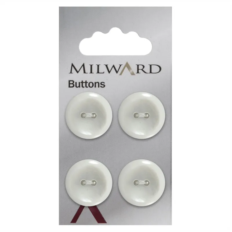 Milward-Knopf, glänzendes Perlmutt, Weiß, 19 mm (4 Stück)